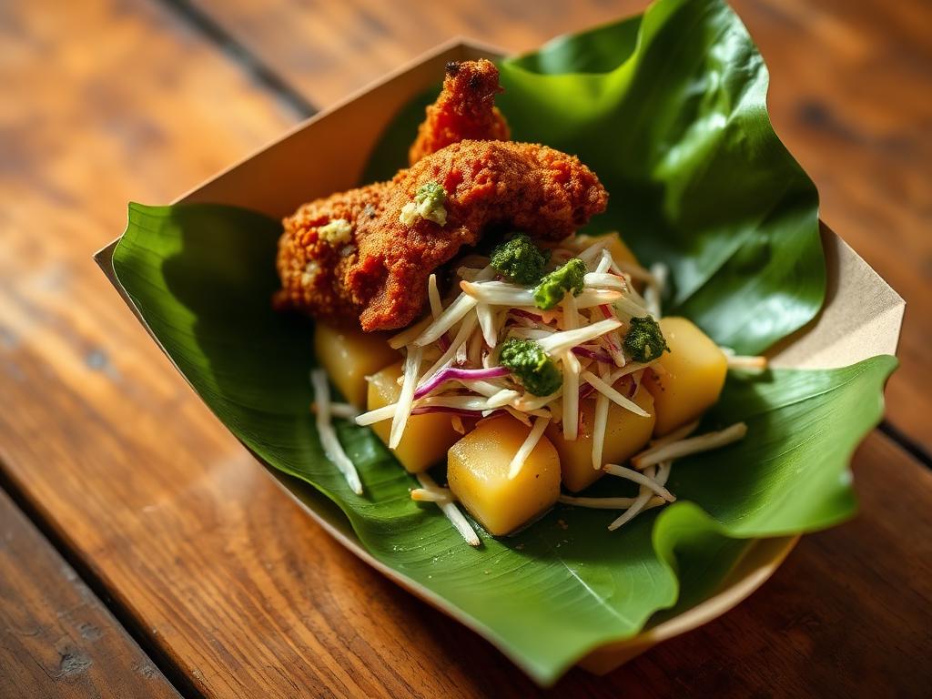 Vigorón — authentic Costa Rican street food from Pura Vida Food Truck in Pensacola